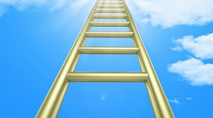 Ladder reaching up into the sky